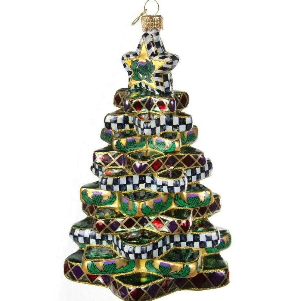 Mackenzie Childs Stacking Star Tree Glass Ornament- Retired & Rare